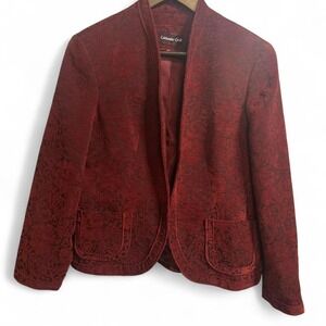 Women's Burgundy velvet/tapestry‎ material blazer with paisley pattern